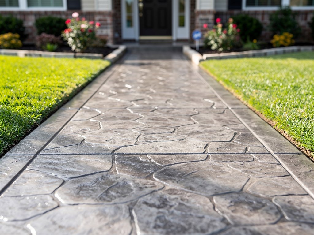 Decorative concrete walkway in South Houston