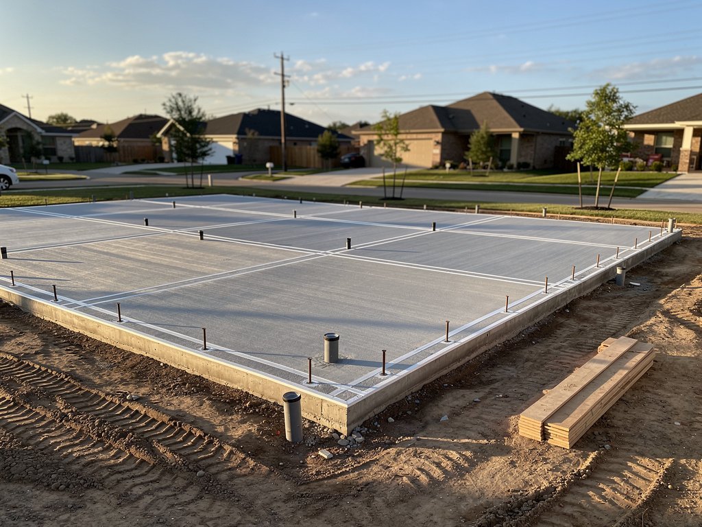 Residential foundation construction in South Houston
